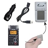 Battery Charger Kit Compatible with Tascam DR-100 MKII – Contains multiple charging options, including AC Wall, DC Car and USB Port