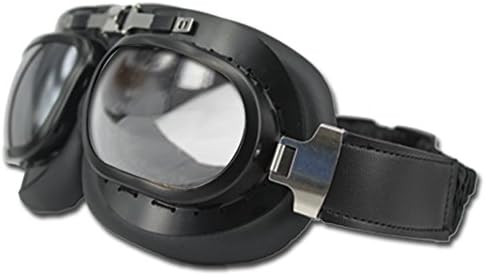 Vintage Goggles Aviator Motorcycle Glasses WWII RAF Pilot Goggles Retro Eyewear - Half Helmet Campatible,Soft Padded,Large Sized,Universal Fit,Clear Lenses