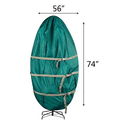 Tiny Tim Totes 83-DT5582 Premium Upright Christmas Tree Canvas Storage Cover Bag | 7.5 FT | Green, Foot