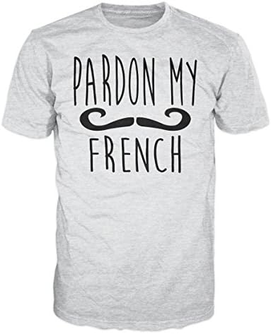 Dalesbury Pardon My French Fashion Moustache Funny T-Shirt (Ash Grey)