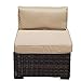 Patiorama Armless Chair,Outdoor Patio Loveseat Brown Rattan Wicker Sofa Chair,Additional Seats 7 Piece Set