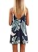 HOTAPEI Women Casual V Neck Printed Summer Beach Dress Short Spaghetti Straps Mini Dresses for Women Sundresses Tropical Palm Print Small Navy
