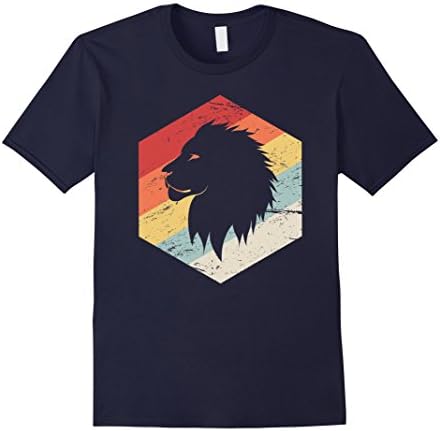 Mens Retro Lion T-Shirt Large Navy