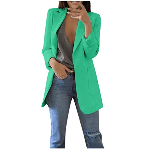 TIFENNY New Suit Blazer for Women Autumn Long Sleeve Office Coat Baggy Slim Cardigans Suit Long Jacket Tops Green - Thumbnail 4