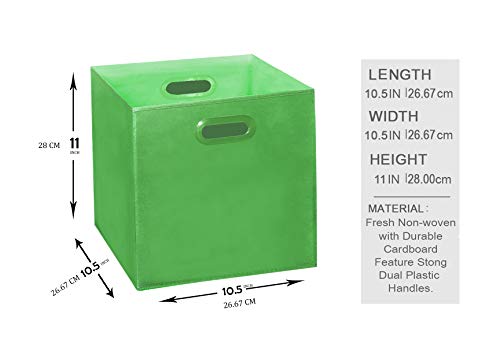 (10-Pack, Assorted Colors) Bright Colors Storage Bins with Plastic Handles, Containers, Boxes, Tote, Baskets| Collapsible Cubes Household Organization | Fresh Fabric & Cardboard,Nursery Office| Toys - Thumbnail 3