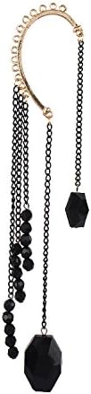 Fayon Fabulous Statement Black & Gold Elegant Tassel Ear cuff