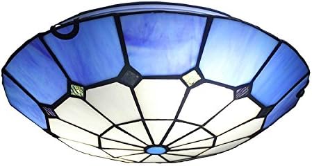 12-Inch European Pastoral Style Stained Glass Mediterranean Series Flush Mount Ceiling Light Pendant Light Dining Room Light