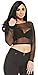 MESMER Long Sleeve Power Mesh Crop Top, Black M