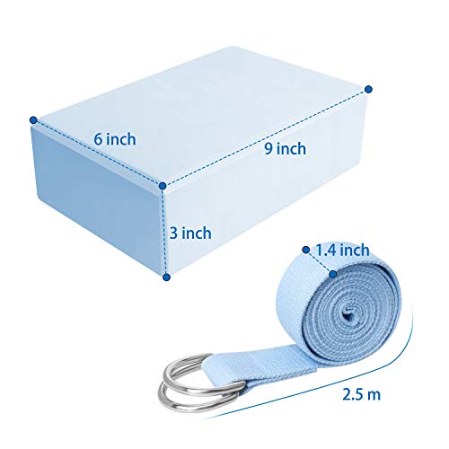 SZOCOOL-Yoga-Block-2-Pack-9x6x4-and-with-Metal-D-Ring-Yoga-StrapHigh-Density-EVA-Foam-Block-to-Support-and-Improve-Poses-Flexibility-Soft-Non-Slip-Surface-for-Yoga