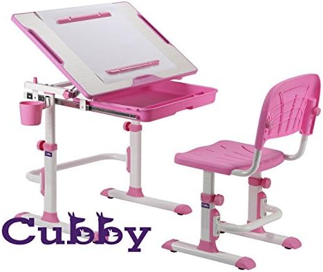 FD KARO Height Adjustable Children Desk &amp; Chair Set, Kids Workstation for School, Kids Study Table [CUBBY series] (PINK)