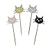 Shxstore Kitty Cat Cupcake Toppers Shiny Black Gold Silver and Pink Cute Cat Head Cake Top Decorations for Baby Shower Birthday Party 24pcs