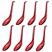 Large Japanese Soup Spoons Red and Black with Long Handle, Set of 8