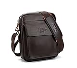 TIANHONGDS Men's Genuine Leather Shoulder Bag Messenger Bags Business Briefcase Composite Leather Classic Casual Bag (Brown)