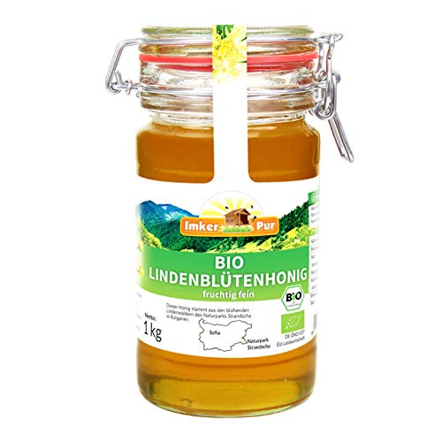 Bio-Lindenblüten-Honig von ImkerPur, 1 kg, im wiederverw. Vorratsglas, naturbelassen, fein-fruchtig, mit einer erfrischenden Zitronen-Note (Bio, 1 kg)