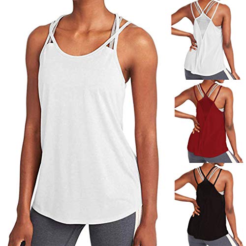 SMALLE_Clothing Activewear Tank Tops for Women,SMALLE◕‿◕ Women Yoga Workout Mesh Shirts Activewear Sexy Sports Tank Tops Wine - Thumbnail 7