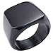 KONOV Mens Biker Polished Stainless Steel Ring, Signet, Black, Size 12