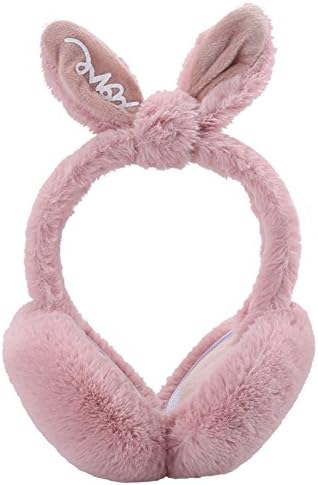 Girls Cute Ear Muffs Portable Faux Fur Head Style Handmade Adjustable Wrap Ear Warmers with Bow-knot for Winter Outdoor Snowboard Skate pink