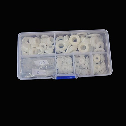 Nylon Flat Round Washer Plastic M2 M2.5 M3 M4 M5 M6 M8 Assortment Kit White,350pcs