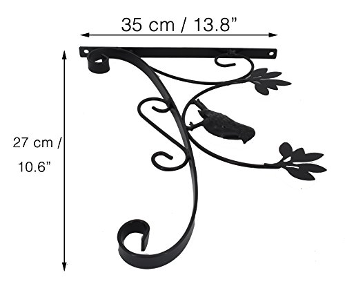 2 Pcs Hanging Plants Bracket Hook Premium Sturdy Iron Hanger with Heavy Duty 6" S-Hook Vintage Style for Planter Bird Feeder Lantern Wind Chime Decoration Perfect Mother's Day Gift (Bird) by OVOV