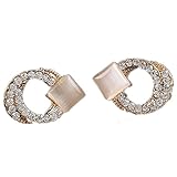Ownsig 1 Pair Women's Wonderful Crystal Double-circle Rhinestone Ear Stud Earrings