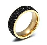 Womens Stainless Steel Cubic Zirconia Eternity Ring for Wedding Promise Engagement,Gold,Size 6