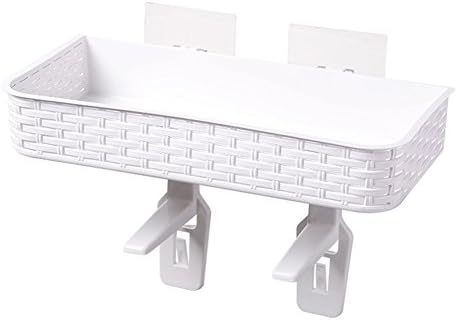 MTinHD Wall Toilet Storage Tack Multifunctional Shelf Free Punching Bathroom Shelves Wall Hanging Accessories Suction, White