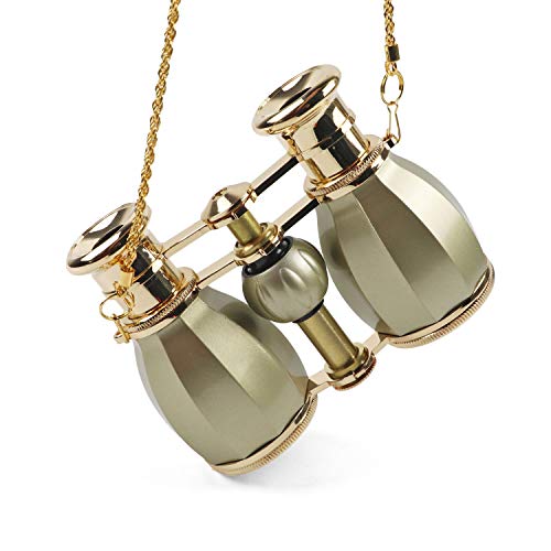 Kingscope 4X30 Vintage Opera Glasses Binoculars for Theater Musical Concert (Gold, with Chain)