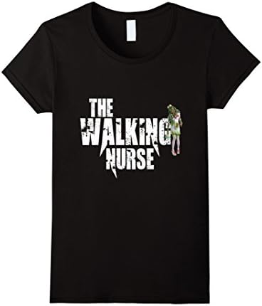 Women's The Walking Nurse Hollywood style funny Zombie Doctor tshirt Small Black