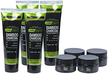 COALGREAT Activated Charcoal Toothpaste Combo - Set of 4 - All Natural Bamboo Charcoal Teeth Whitening Powder + Charcoal Toothpaste - Fights Gingivitis and Cavities