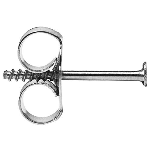 Two Earring Back Replacements |14K Solid White Gold | Threaded Push on-Screw off |Quality Die Struck | Post Size .032" | 1 Pair - Thumbnail 3