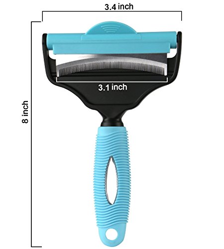 Tentoku DeShedding Brush, 2 in 1 Comb Pet Dog Cat Rabbit Grooming Deshedding Brush Rake U-Shaped Brushes for All Short Long Hair and Fur Types