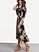 Milumia Women's Boho Deep V Neck Floral Chiffon Wrap Split Long Dress