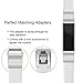 Konikit Leather Watch Band Adjustable Replacement Wristband Accessories Strap with Buckle for Fitbit Alta HR and Alta, White