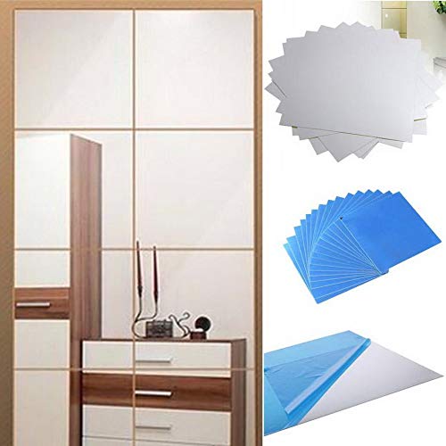 Xixini Nuevo 16 UNIDS Acrílico Cuadrado Espejo Pegatinas de Pared 5.9 por 5.9 Pulgadas 3D Extraíble Calcomanía de la Pared del Hogar Decoración de DIY
