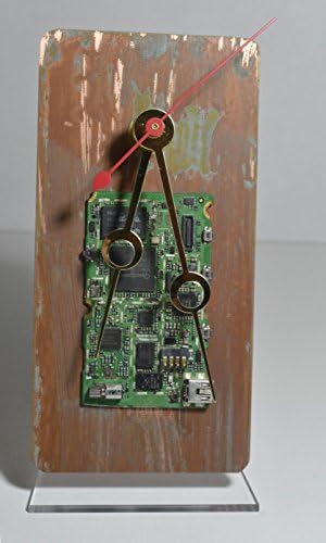recycled desk clock up-cycled unique steam-punk OOAK cell phone board Desk table top shelf