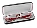 TruVision Readers Protective Case for Reading Glasses - Designed for Men and Women - Prevent Scratches on your Glasses and Sun glasses - Premium Leather Felt Lined - Red on Black with White Stitching