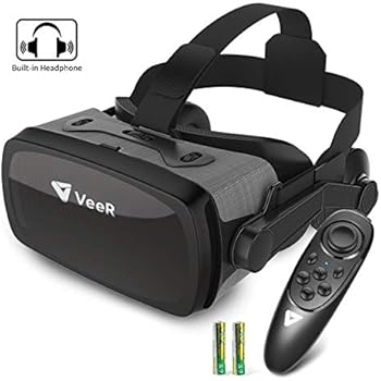 VeeR Falcon VR Headset with Controller, Eye Protection Virtual Reality Goggles to Comfortable Watch 360 Movies for Android, Samsung Galaxy, Huawei and iPhone XR & Xs Max