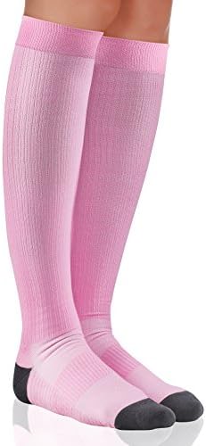 Compression Socks for Men and Women Medical Graduated Compression 15-20 mmgh Moderate Support Stockings, Great for Nurse,Pregnancy,Athletic,Running,Flight Travel, Shin Splint Recovery medium pink
