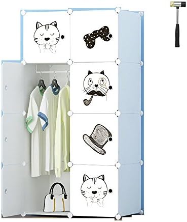 SEVVY – DIY Portable Bedroom Wardrobe, Deep Cube Cloth Storage Organizer and Kids Toys Storage Wardrobe, Modular Cabinet (8Cube & 1Hanger) – White Color.