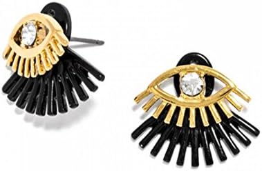 Pop Wild Women Hamsa Evil Eye Gold Tone Gemmed Dangle Stud Earrings