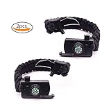 Teenitor Survival Knife/Survival Bracelet/Paracord Survival Bracelet/Outdoors Survival Bracelet Kit with Detachable Flint Fire Starter, Whistle Emergency, Compass & Scraper/Knife, String, 2pcs