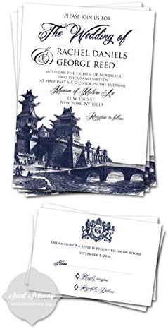 Customized wedding invitations/Wedding Invitation Cards/Navy Blue/ Set of 10