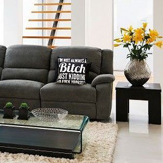 VERISA Decorative Cotton Linen Bitch Pattern Adult Theme Room Decor Fun Sofa Throw Pillow Cover Cases 18x18inches Black