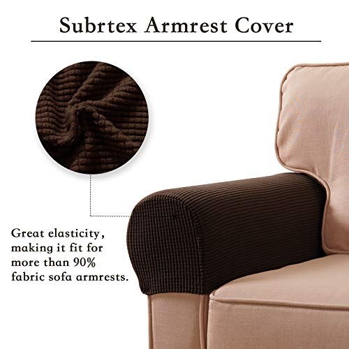 2 Subrtex+Spandex+Armrest+Covers+Chocolate