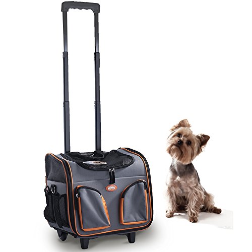 Pawise Pet Trolley Bag Rolling Pet Travel Carrier Pet Carrier With