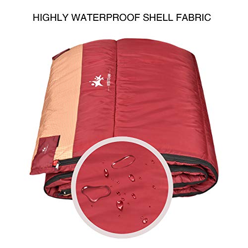 BESTEAM Sleeping Bag, Cool & Cold Weather for Backpacking, Hiking, Family Camping. Queen Size XL! Lightweight, Waterproof Sleeping Bags for Adults, Teens, Truck, Tent, Sleeping Pad - Thumbnail 5