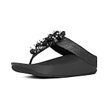 FitFlop Women's Boogaloo Toe Post Flip Flop, Black, 7 M US