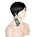 VRZ Silky Full Straight Human Hair Wigs Short Wigs with Bang Natural Color (1613)