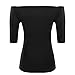 Women's Elbow Sleeve Vogue Fitted Off Shoulder Modal Blouse Top T-shirt Slim Stretchy Shirt Elbow Sleeve-Black Medium