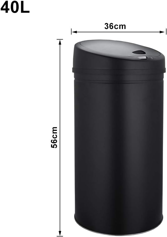 Bote de Basura Inteligente de Acero Inoxidable 40L Negro Cocina